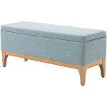 Banquette coffre de rangement 2 en 1 style scandinave dim. 110l x 39l x 45h cm tissu vert d'eau - homcom ...