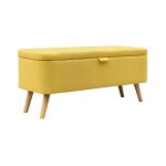 Banquette & coffre en tissu olean 111cm jaune Banquette & coffre en tissu olean 111cm jaune