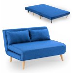 Deco in paris - banquette convertible 2 places en tissu bleu tonka