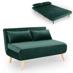 Deco in paris - banquette convertible 2 places en velours vert tonka