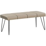 Banquette design bout de lit en cuir pu beige avec pieds mtalliques noirs parfait pour chambre minimaliste ...