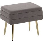 Banquette design bout de lit en velours gris avec pieds obliques dorés meuble pratique pour salon chambre ... Banquette design bout de lit en velours gris avec pieds obliques dorés meuble pratique pour salon chambre ...