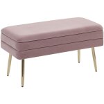 Banquette design bout de lit en velours rose avec pieds obliques dorés meuble déco pratique pour salon ... Banquette design bout de lit en velours rose avec pieds obliques dorés meuble déco pratique pour salon ...