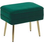 Banquette design bout de lit en velours vert foncé avec pieds obliques dorés meuble pratique pour salon ... Banquette design bout de lit en velours vert foncé avec pieds obliques dorés meuble pratique pour salon ...