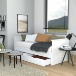 Le quai des affaires - banquette extensible mona 80x200 cm + 2 sommiers + 1 tiroir / blanc / 206x161x77 ... Le quai des affaires - banquette extensible mona 80x200 cm + 2 sommiers + 1 tiroir / blanc / 206x161x77 ...