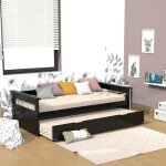 Le quai des affaires - banquette gigogne tolede 90x190 + 2 sommiers + 1 tiroir - lit / noir / l202xl101xh63 ...