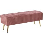 Banquette d'intrieur glamour pieds en mtal dors en velours rose paterson
