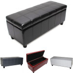 Banquette kriens, coffre, banc, cuir + similicuir, 112x45x45cm - gris