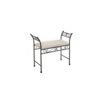 Banquette en métal noir et assise rembourrée coton beige - 74x30x63cm Banquette en métal noir et assise rembourrée coton beige - 74x30x63cm
