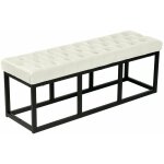 Clp - banquette polson en velours avec support en mtal noir crme 120 cm