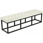 Clp - banquette polson en velours avec support en mtal noir crme 150 cm