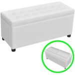 Helloshop26 - banquette pouf tabouret meuble pouf de rangement cuir synthtique blanc