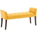 Banquette style chersterfield cleopatra en tissu jaune antique fonc�