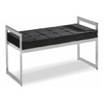Banquette en velours 'topez' 94cm noir & argent