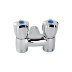 Banyo - robinet mal double chromee, 3 / 4'x1 / 2'x3 / 4'male 2 puisages avec anti retour