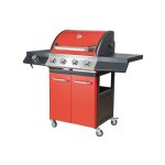 Barbecue � gaz 4 br�leurs 3, 2 kw ? grille en acier �maill� 62x41 cm ? couvercle avec indicateur de temp�ratur ...
