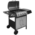 Barbecue  gaz 4 + 1 zone de cuisson noir et argent vidaxl