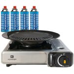 Kemper - barbecue gaz grill 2en1 r�chaud gaz pi�zo 2200 w + 4 cartouches gaz butane