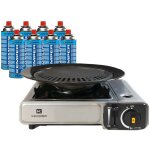 Kemper - barbecue gaz grill 2en1 r�chaud gaz pi�zo 2200 w + 8 cartouches gaz butane