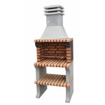 Movelar - barbecue prfabriqu  bois et charbon de bois en bton rfractaire modle liz xl (gris, orange ...