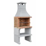 Movelar - barbecue prfabriqu  bois et charbon en bton rfractaire modle naples xl (gris, orange ...