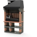 Movelar - barbecue prfabriqu  bois et charbon en bton rfractaire modle pan america plus xl (gris, ...
