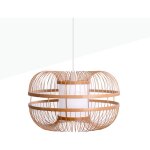 Barcelona led - suspension japonaise en bambou 'kaizen' - blanc boho chic