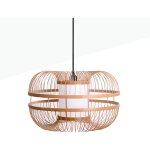 Barcelona led - suspension japonaise en bambou 'kaizen' - noir boho chic