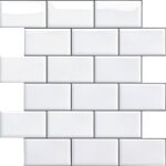 Bardusch - credence adhesive pour cuisine salle de bain, faux carrelage adhesif mural blanc credence ...