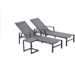 Lot de 2 transats et une table d'appoint gris bari