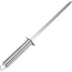 Barre d'aff�tage professionnelle en acier inoxydable pour couteaux, outil de cuisine � main avec poign�e ...