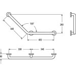 Barre d'appui coudée 135° 3 points inox care brossée pour fixation à gauche normbau Barre d'appui coudée 135° 3 points inox care brossée pour fixation à gauche normbau