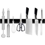 Barre magntique couteaux inox 30 cm auto - adhsive noire extra forte
