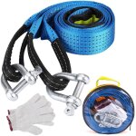 Barre de remorquage voiture 5 cm x 5 m, 10t sangle remorquage avec manille haute r�sistance, sangle de ...