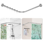 Barre pour rideau de douche d'angle � fixer ? inox 150 - 180x150 - 180cm, installation facile, barre ...