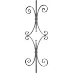 Barreau extr�mit�s internes aplaties motif sym�trique en volutes - hauteur 950mm largeur 290mm carr� ...