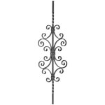 Barreau semi - torsad� motif central en volutes - hauteur 950mm largeur 270mm carr� de 12mm - fer forg� ...