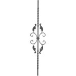 Barreau semi torsad� avec motif volutes feuilles - hauteur 950mm largeur 170mm carr� de 12mm - fer forg� ...