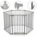 Baby vivo - barrire parc en mtal 380 cm xxl / grille pour chemine 5 + 1 securit enfant en gris (5 ...