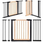 Barriere de securite 74 130 cm pour escaliers et portes metal et bois panneaux supplementaires