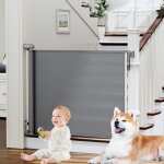 Okwish - barrire de scurit rtractable  140cm gris - double verrouillage  une main - pour bb enfant ...