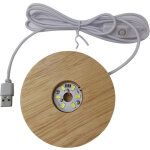 Base lumineuse led en bois, plaque de base ronde � led pour bureau, d�coration aliment�e par usb pour ...