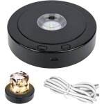 Base lumineuse led ronde rotative noire, 4 modes rotatifs et 8 modes d'�clairage, base d'affichage rotative ...