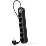 Nanocable bloc multiprises 6 prises avec interrupteur, noir.