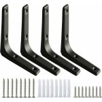 Basetbl - 4pcs querre de fixation noir inox 100x100mm, equerre metal renforts d'angle pour la fixation ...