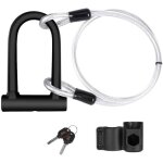 Basetbl - antivol vélo en u, avec 2 clés et 1, 2 m flex acier câble + support de fixation sur cadre, ... Basetbl - antivol vélo en u, avec 2 clés et 1, 2 m flex acier câble + support de fixation sur cadre, ...