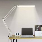 Lampe de bureau led, lampe de table architecte pliable avec pince, 10 niveaux de luminosit x 3 modes ...