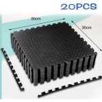 Basetbl - tapis de sol de gym sport avec 20 dalles de protection en mousse 30cm x 30 cm noir