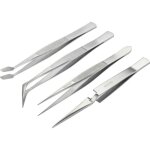 Jeu de pinces brucelles 4 pi�ces basetech bt - 2108046 1 set