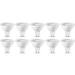 Basics lot de 10 ampoules spot led gu5. 3 mr16 5 w (�quivalent 35 w) blanc chaud intensit� non variable ...